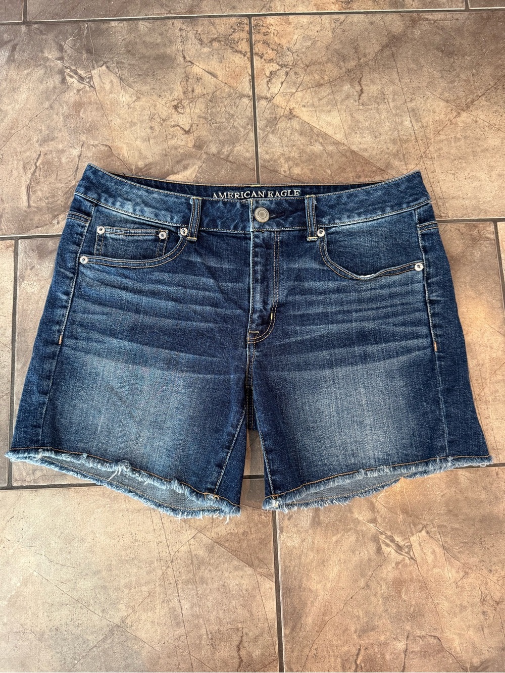 American Eagle Outfitters Medium Dark Blue Denim Cutoff Shorts